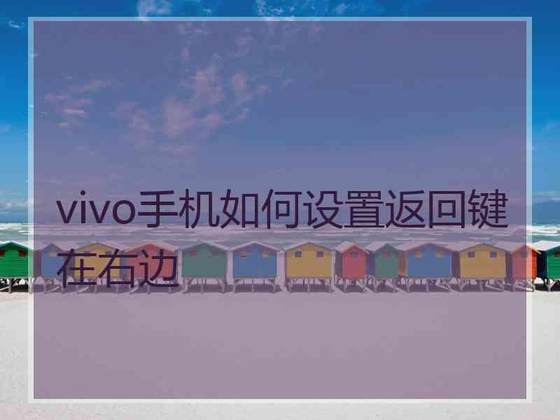 vivo手机如何设置返回键在右边