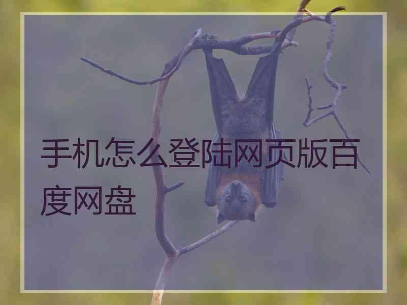 手机怎么登陆网页版百度网盘