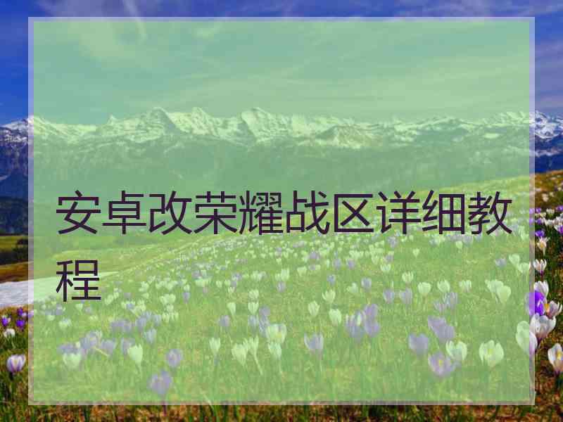 安卓改荣耀战区详细教程