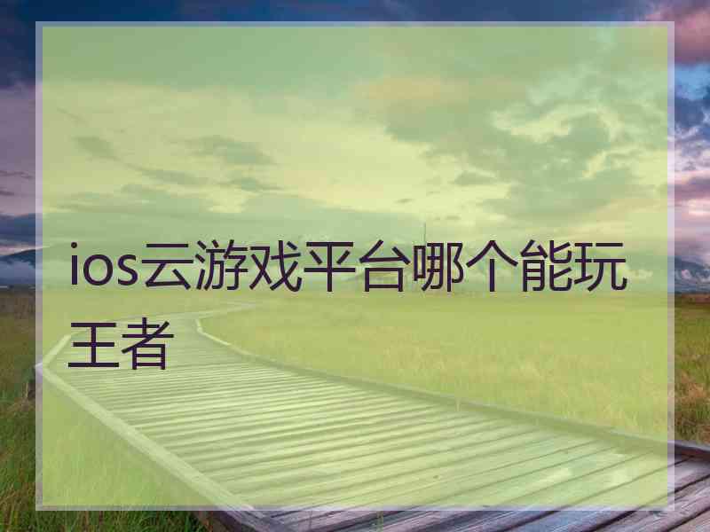 ios云游戏平台哪个能玩王者