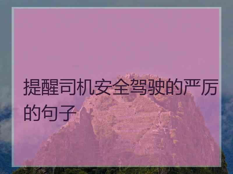 提醒司机安全驾驶的严厉的句子