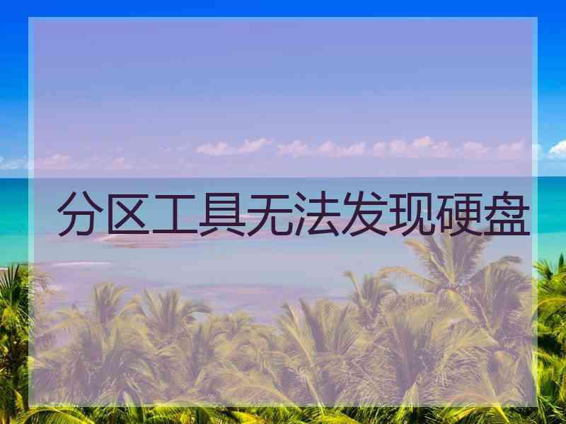 分区工具无法发现硬盘