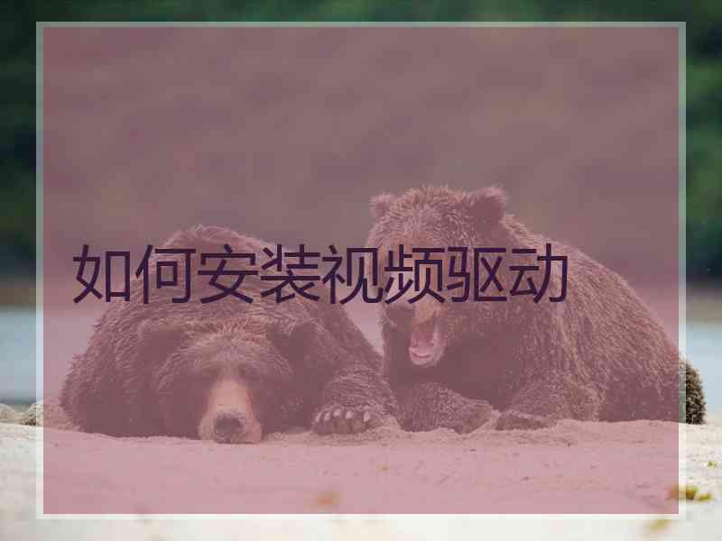 如何安装视频驱动