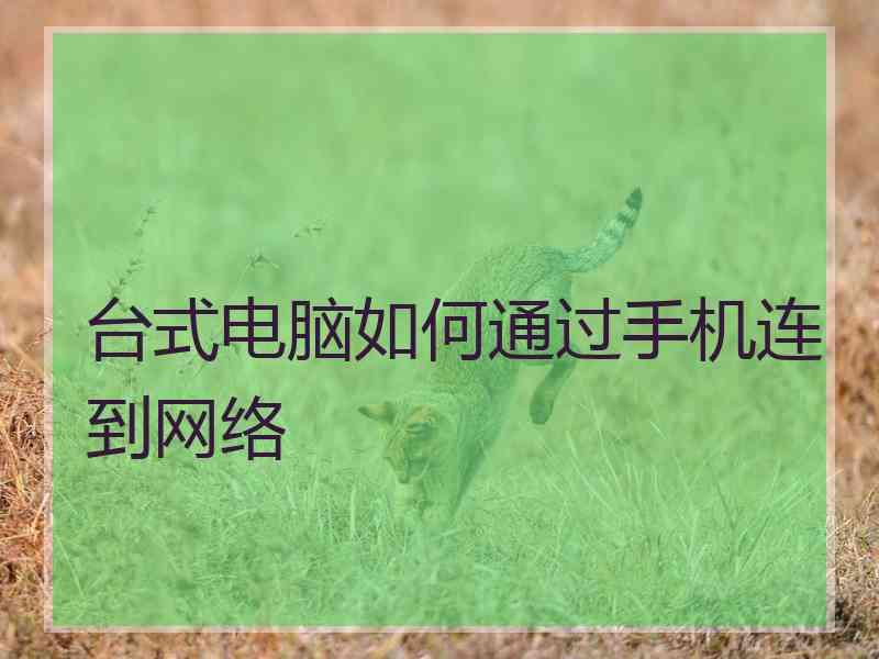 台式电脑如何通过手机连到网络