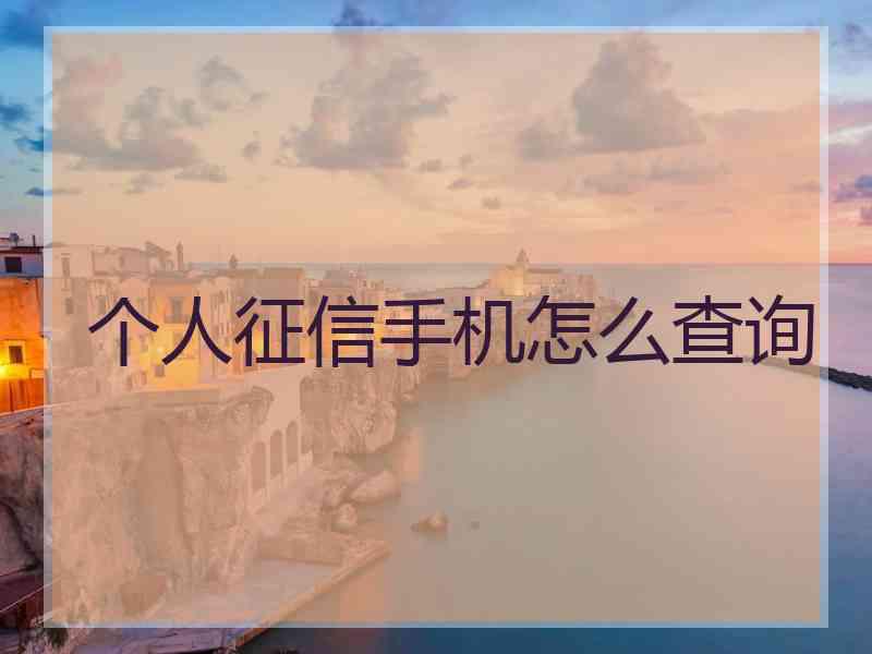 个人征信手机怎么查询