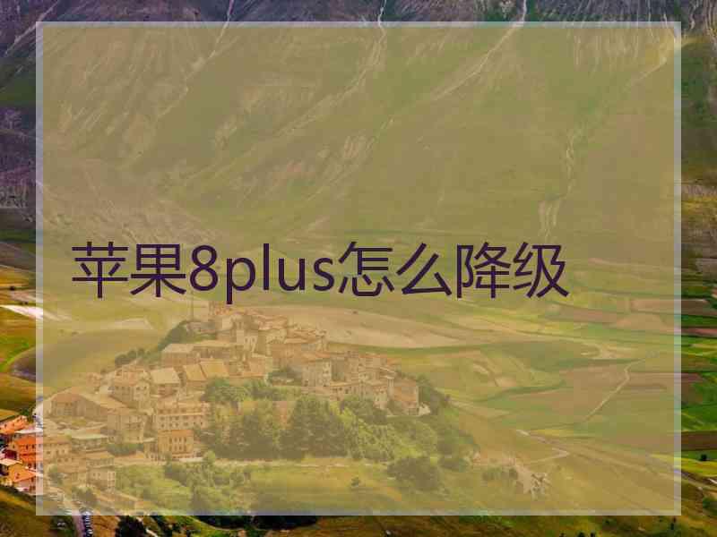 苹果8plus怎么降级