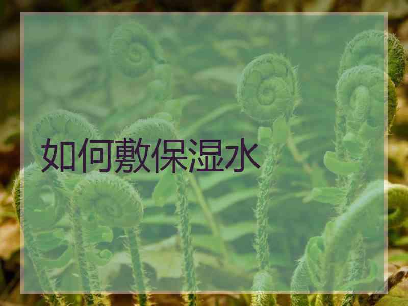 如何敷保湿水