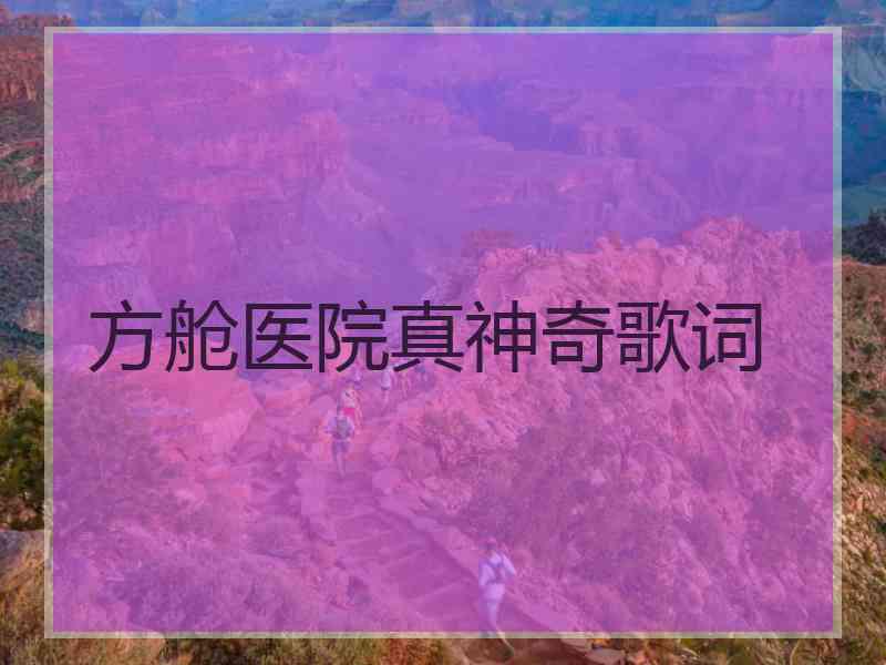 方舱医院真神奇歌词