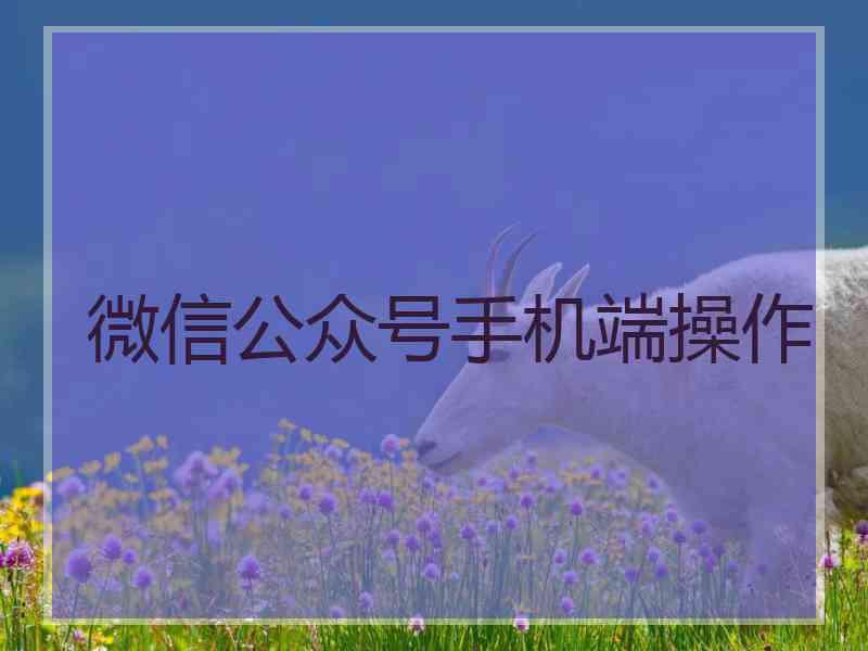 微信公众号手机端操作