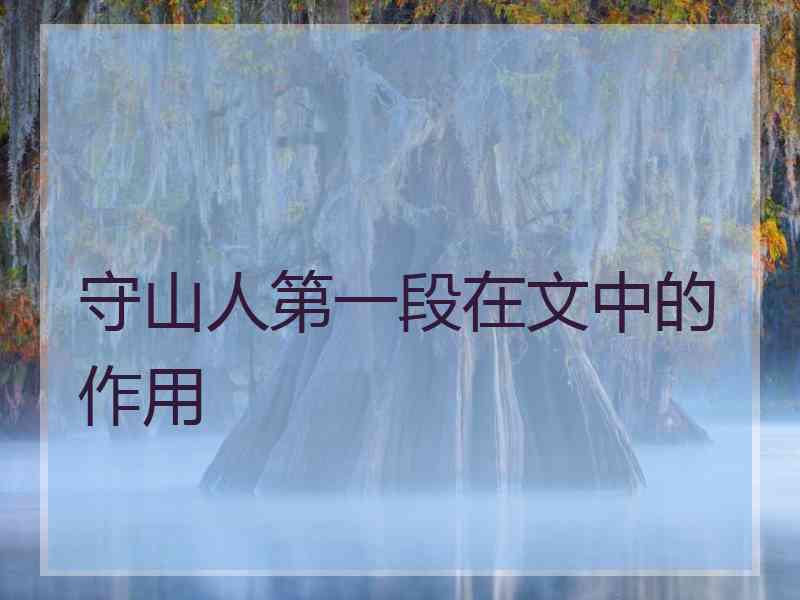 守山人第一段在文中的作用