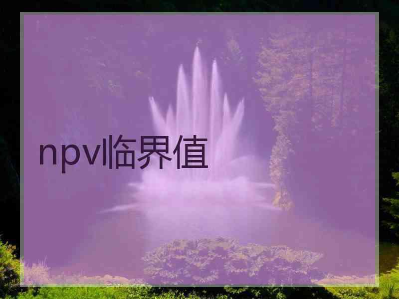 npv临界值