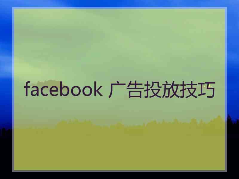 facebook 广告投放技巧