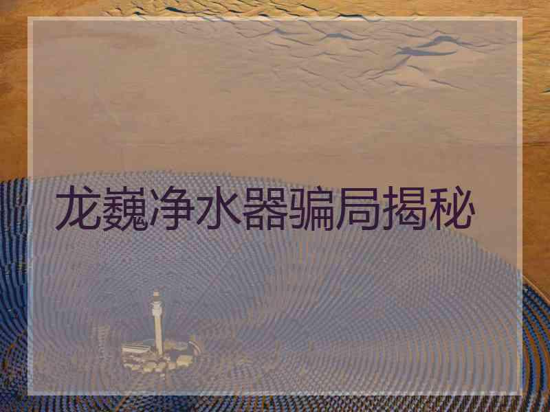 龙巍净水器骗局揭秘