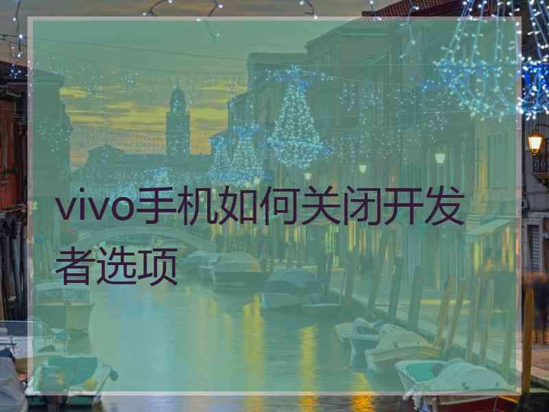 vivo手机如何关闭开发者选项