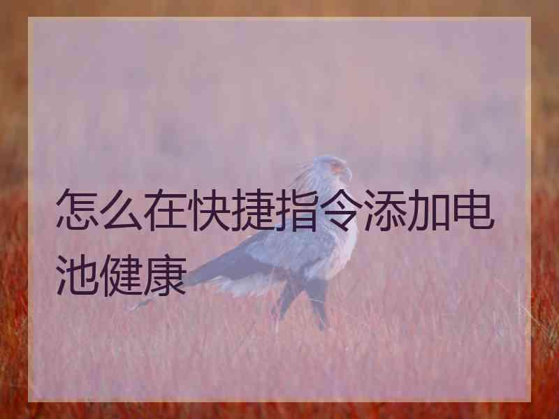 怎么在快捷指令添加电池健康