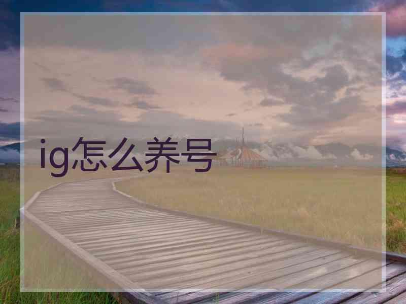 ig怎么养号