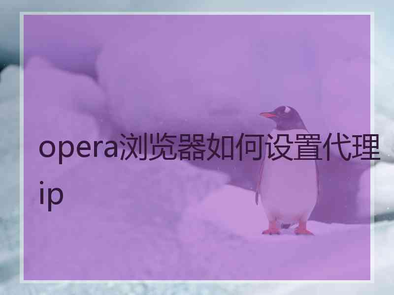 opera浏览器如何设置代理ip