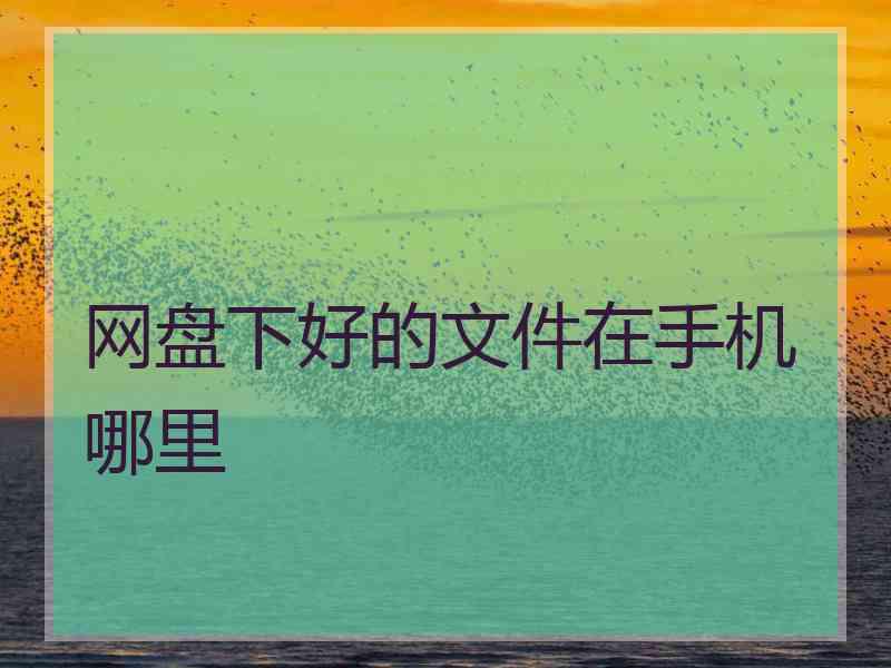 网盘下好的文件在手机哪里