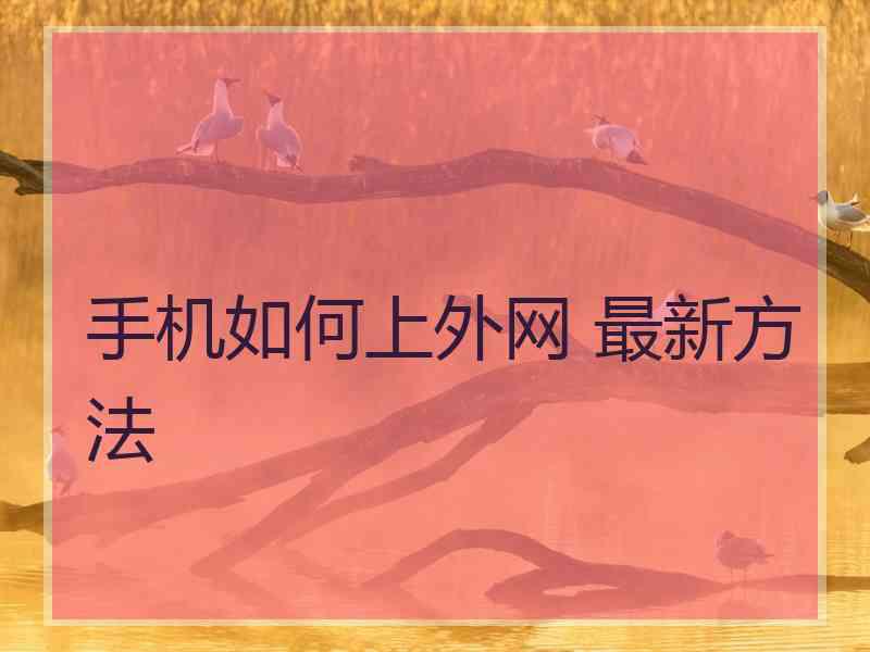 手机如何上外网 最新方法
