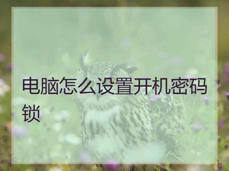 电脑怎么设置开机密码锁