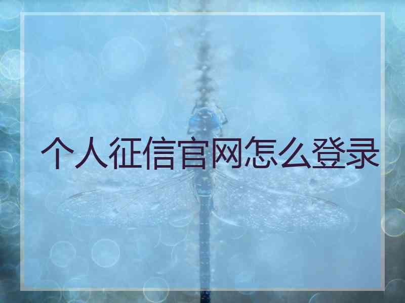 个人征信官网怎么登录