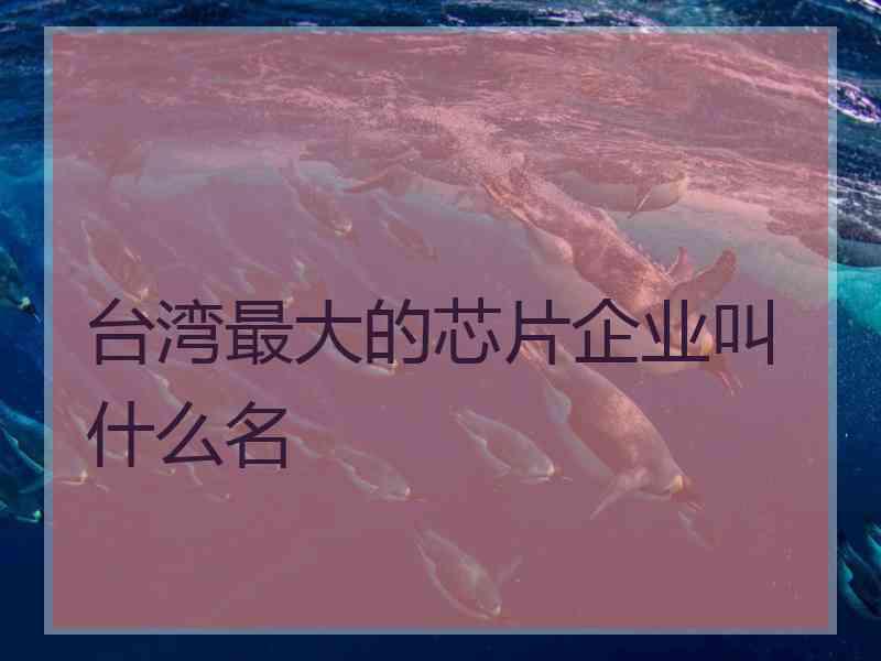 台湾最大的芯片企业叫什么名