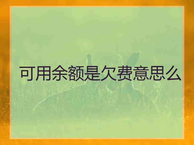 可用余额是欠费意思么