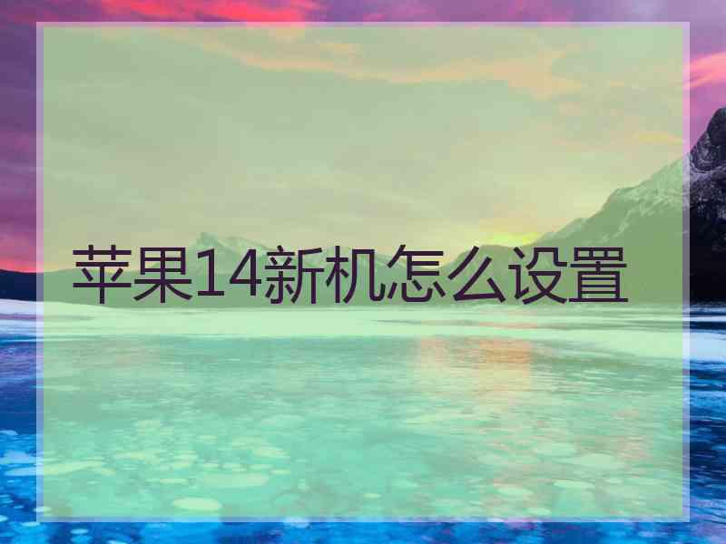 苹果14新机怎么设置
