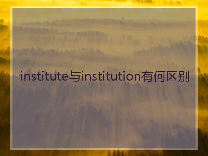 institute与institution有何区别