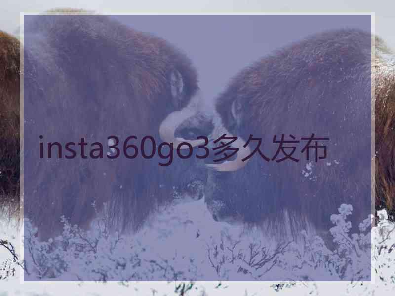 insta360go3多久发布