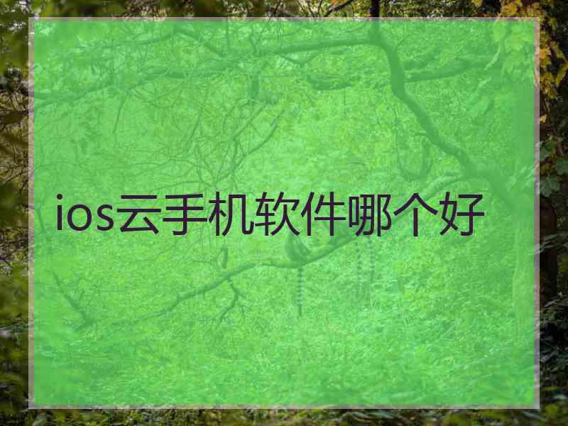 ios云手机软件哪个好