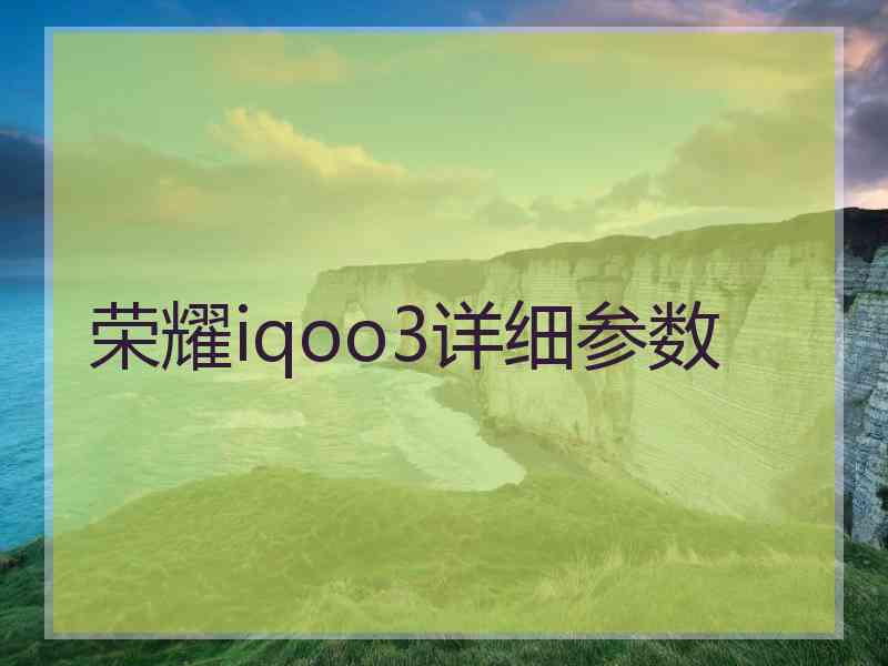 荣耀iqoo3详细参数