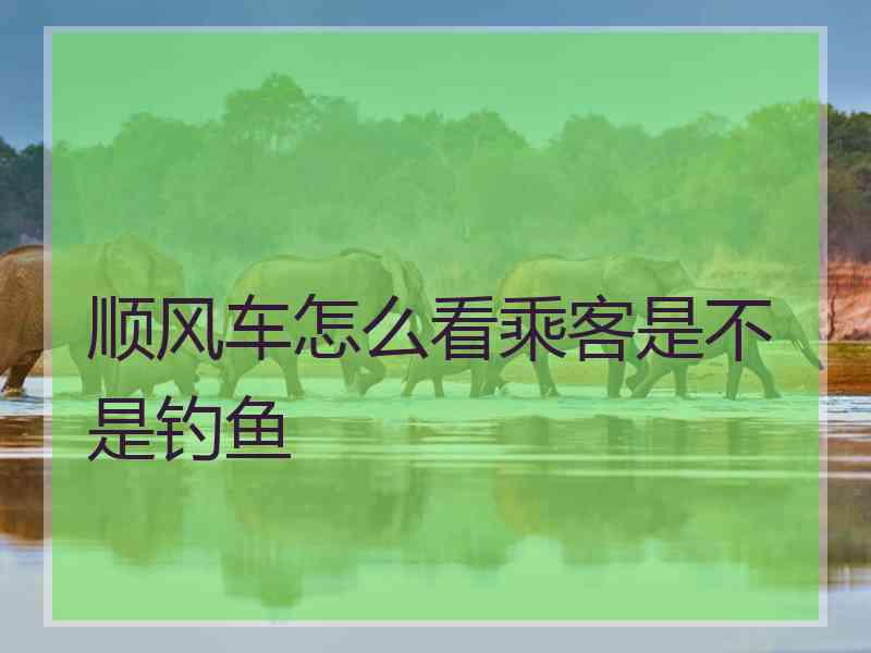 顺风车怎么看乘客是不是钓鱼