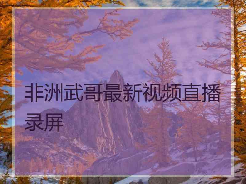 非洲武哥最新视频直播录屏