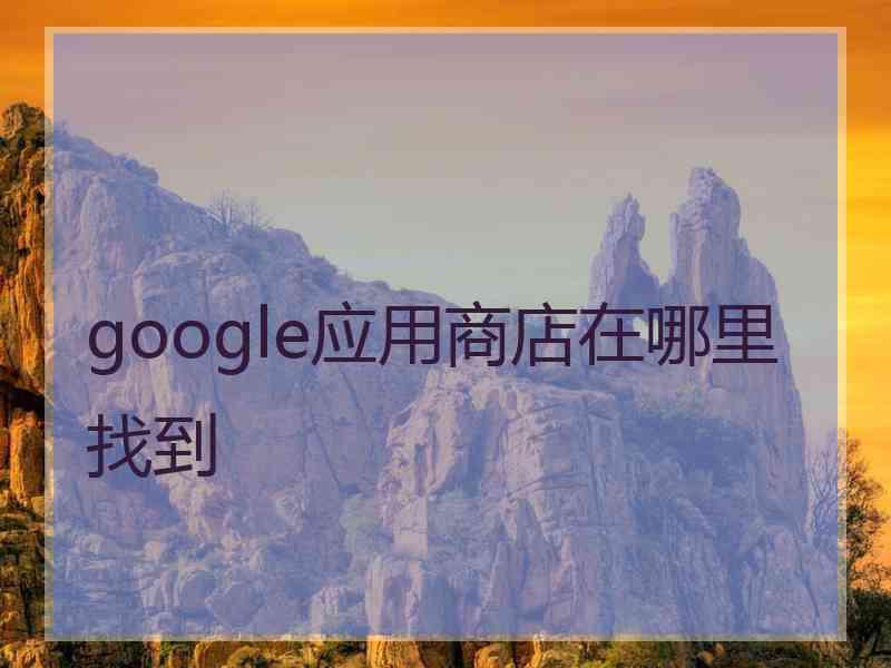 google应用商店在哪里找到