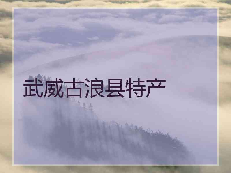 武威古浪县特产