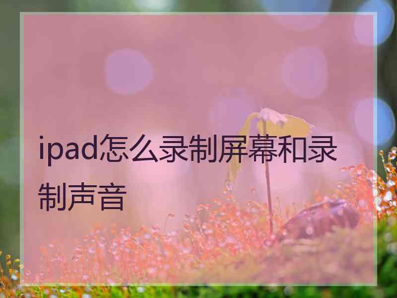 ipad怎么录制屏幕和录制声音