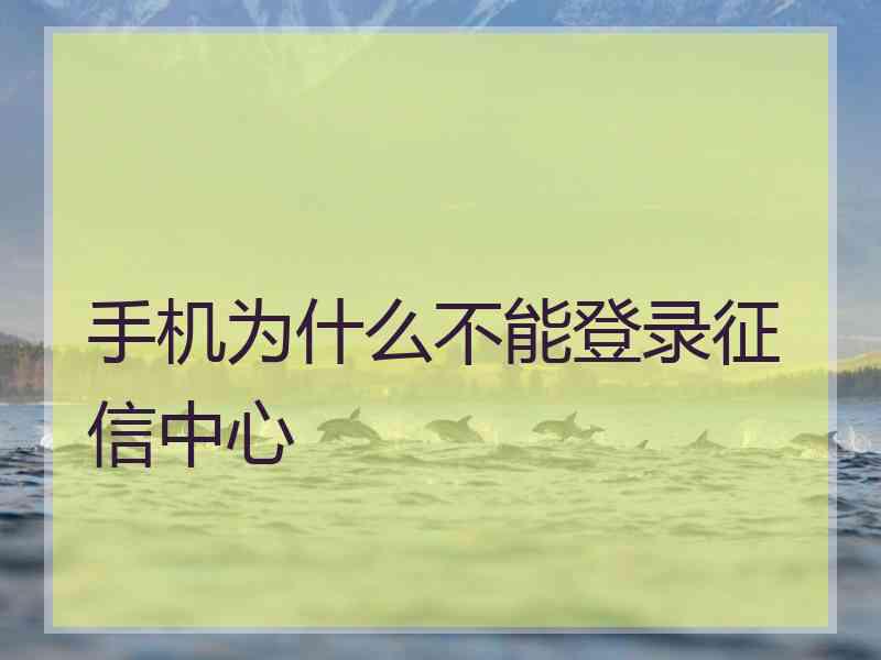 手机为什么不能登录征信中心