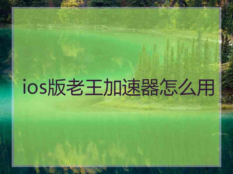 ios版老王加速器怎么用