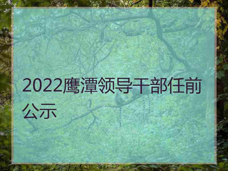 2022鹰潭领导干部任前公示