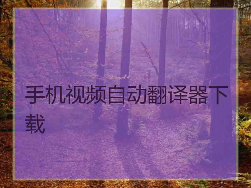 手机视频自动翻译器下载