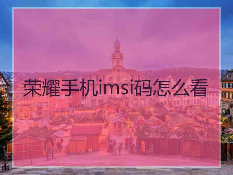 荣耀手机imsi码怎么看