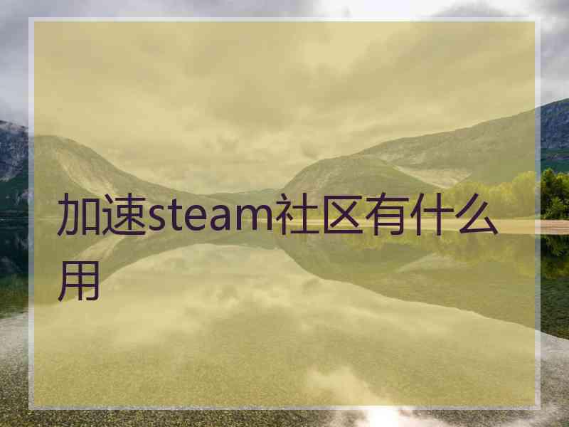 加速steam社区有什么用