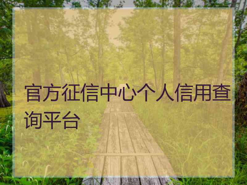 官方征信中心个人信用查询平台
