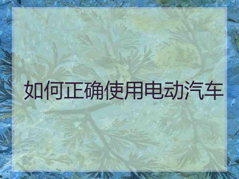 如何正确使用电动汽车
