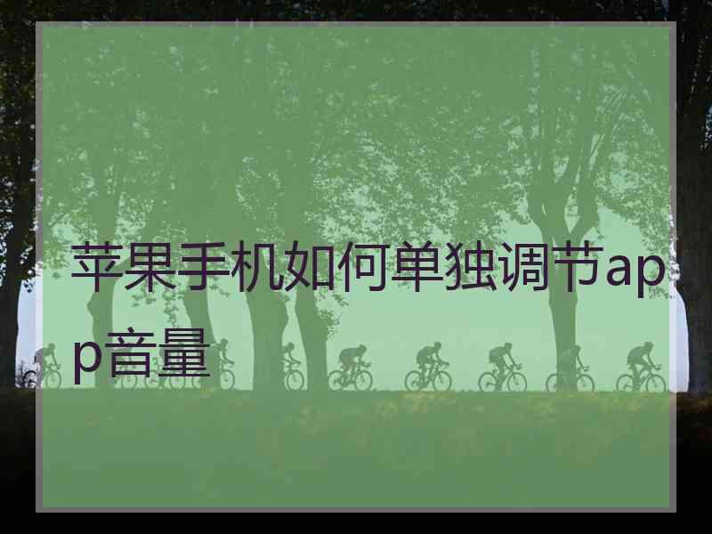 苹果手机如何单独调节app音量