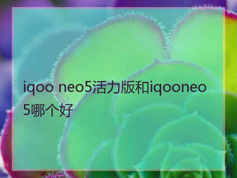 iqoo neo5活力版和iqooneo5哪个好