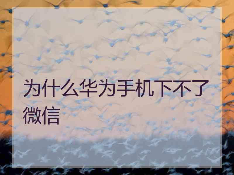 为什么华为手机下不了微信
