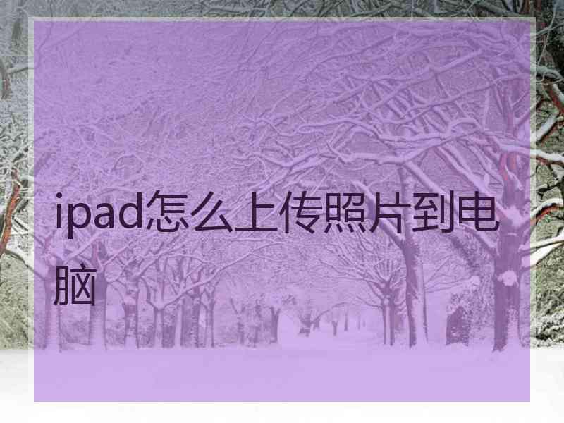ipad怎么上传照片到电脑