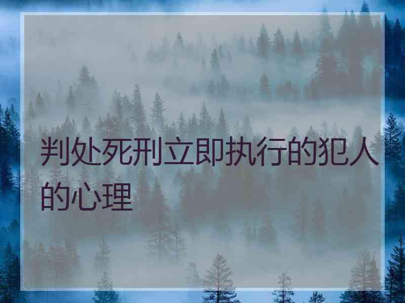 判处死刑立即执行的犯人的心理
